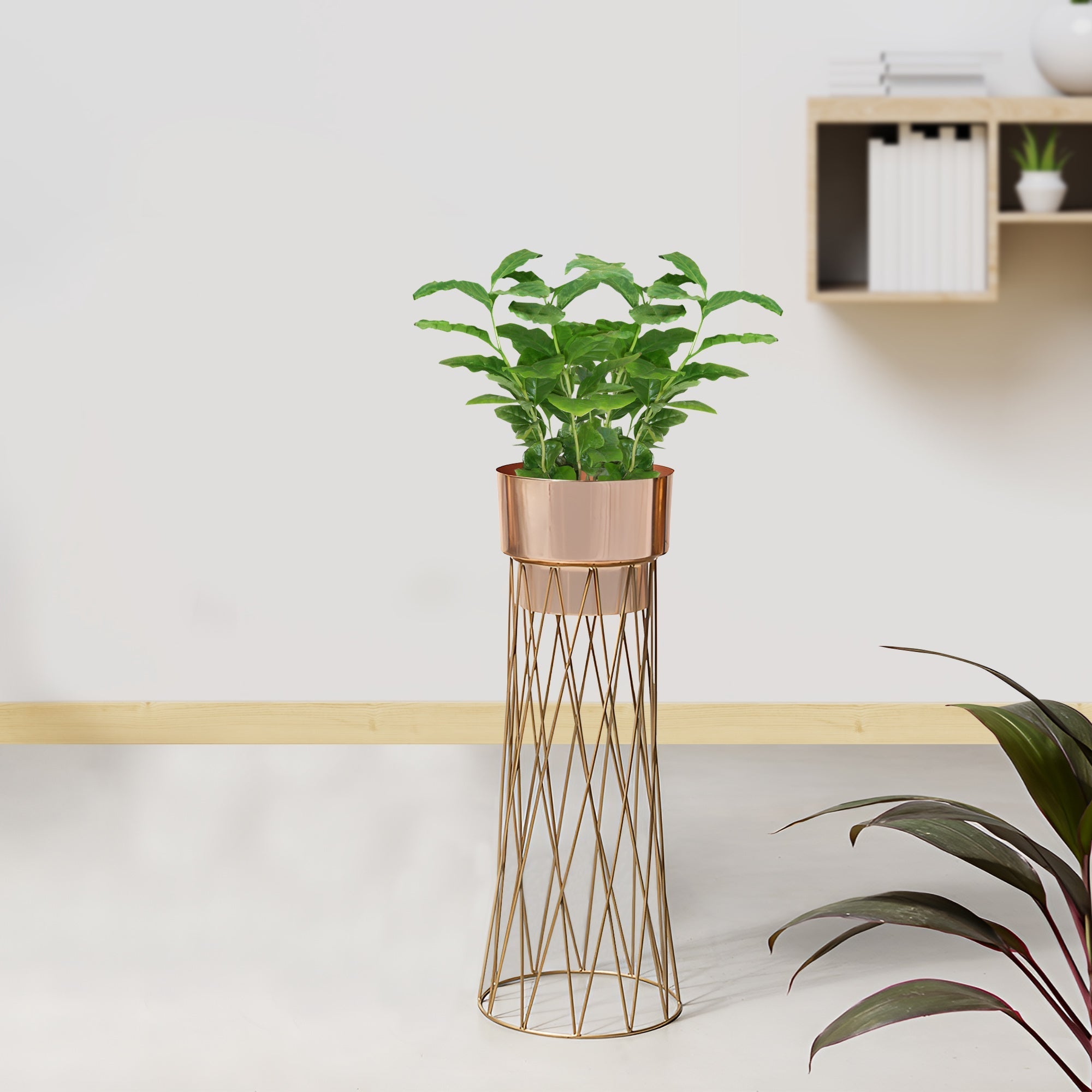 Zen Botanics Gold Stand & Rose Gold Pot - Medium Size Planter