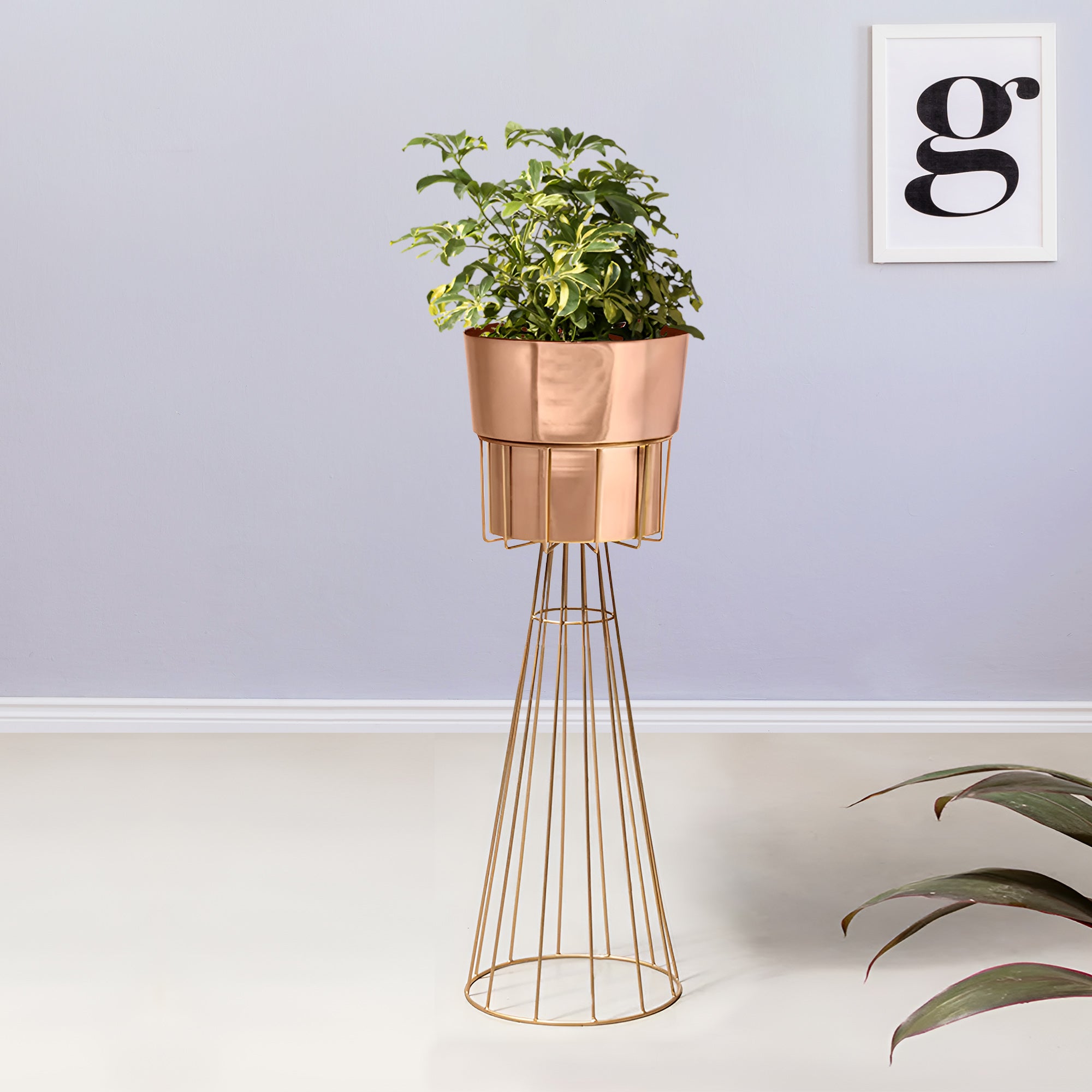 Avant Garden Gold Stand & Rose Gold Pot - Large Size Planter