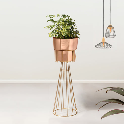 Avant Garden Gold Stand & Rose Gold Pot - Large Size Planter