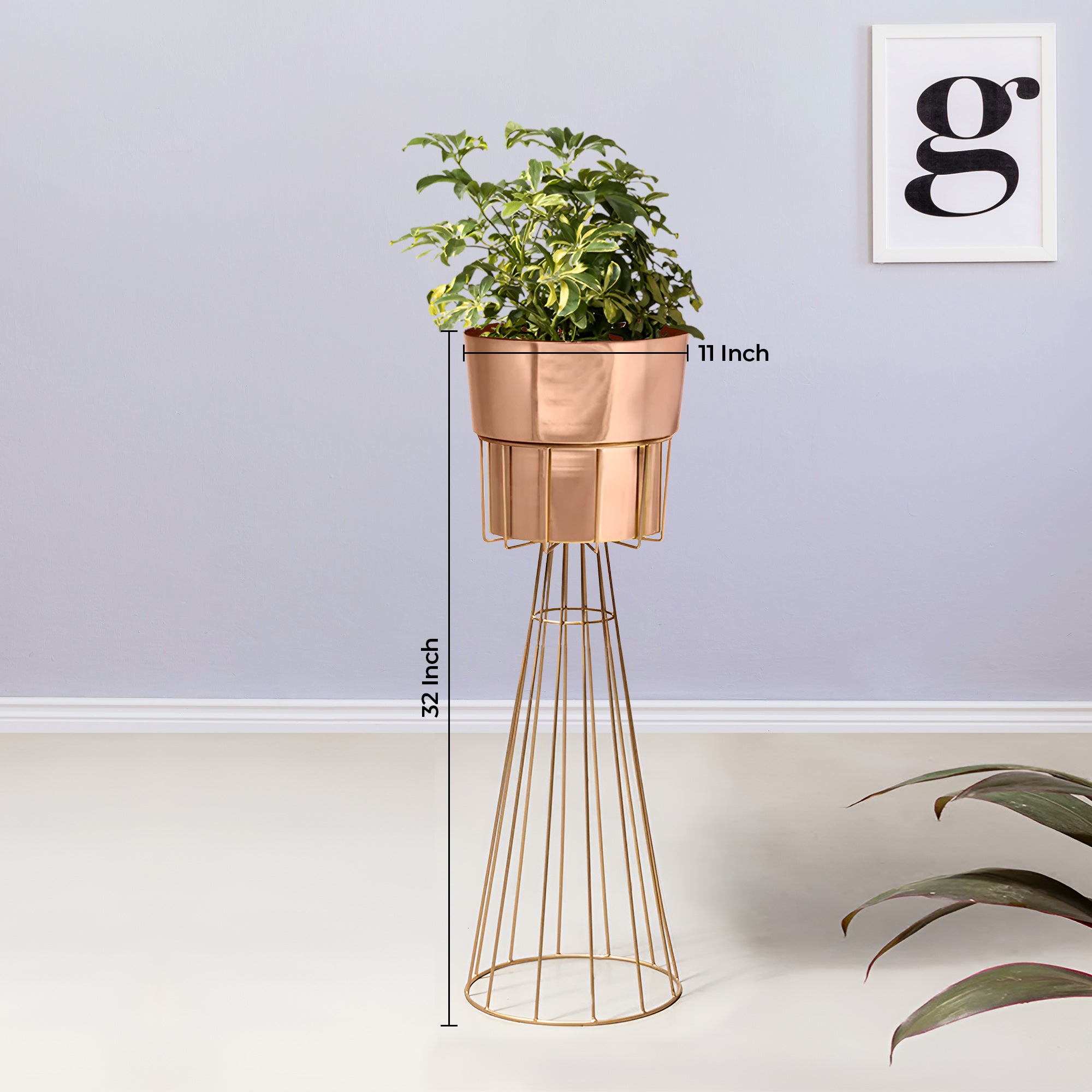 Avant Garden Gold Stand & Rose Gold Pot - Large Size Planter