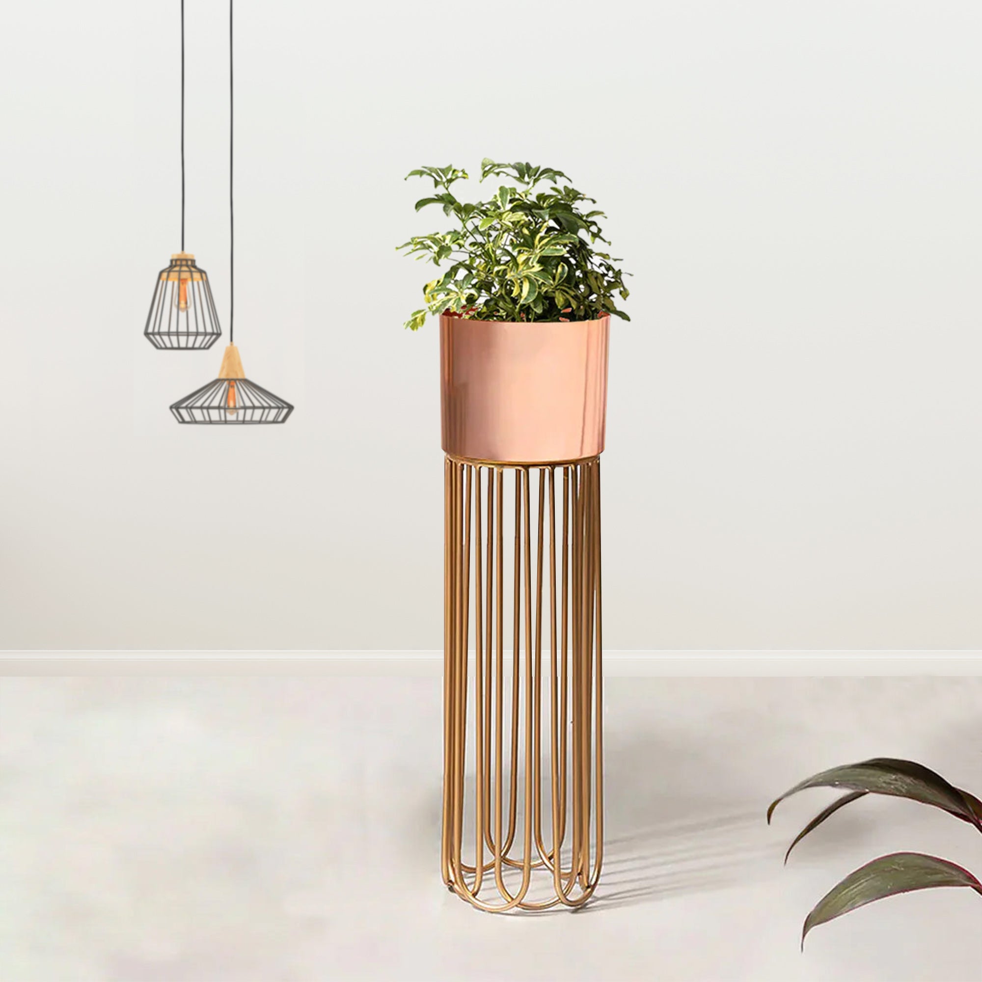Artisan Arboretum Gold Stand & Rose Gold Pot - Large Size Planter