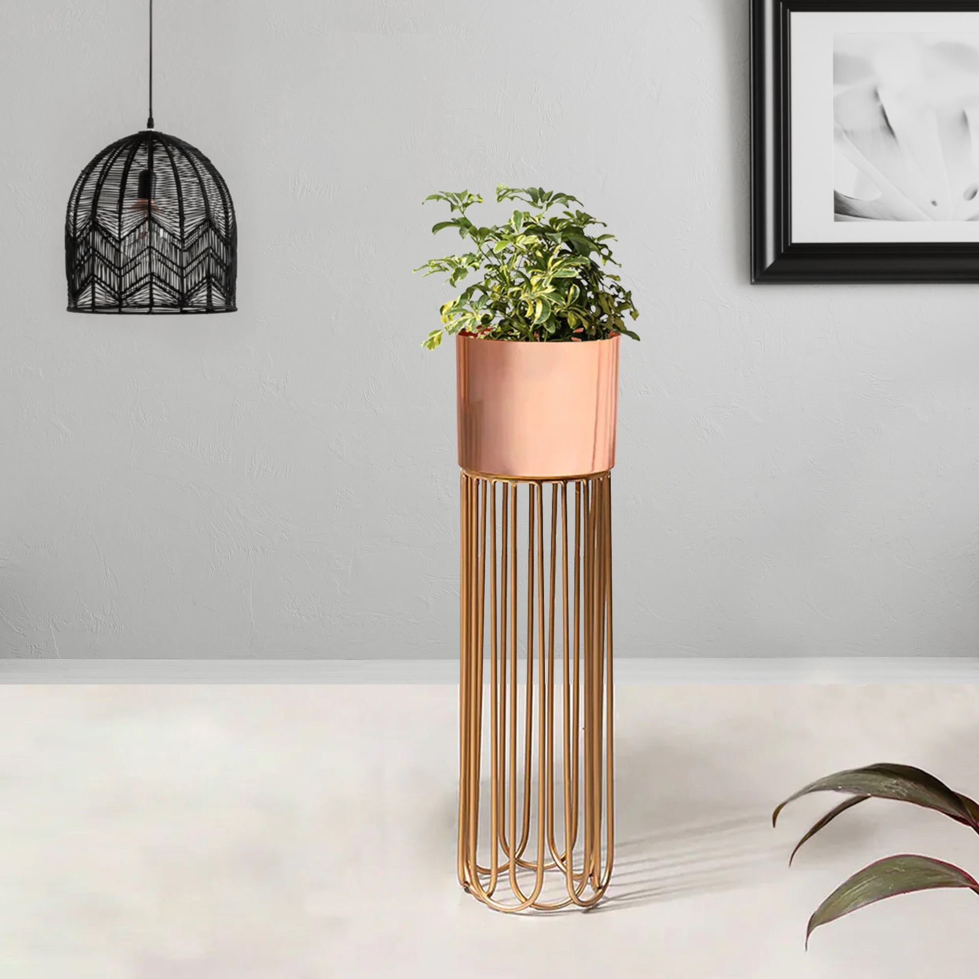 Artisan Arboretum Gold Stand & Rose Gold Pot - Medium Size Planter