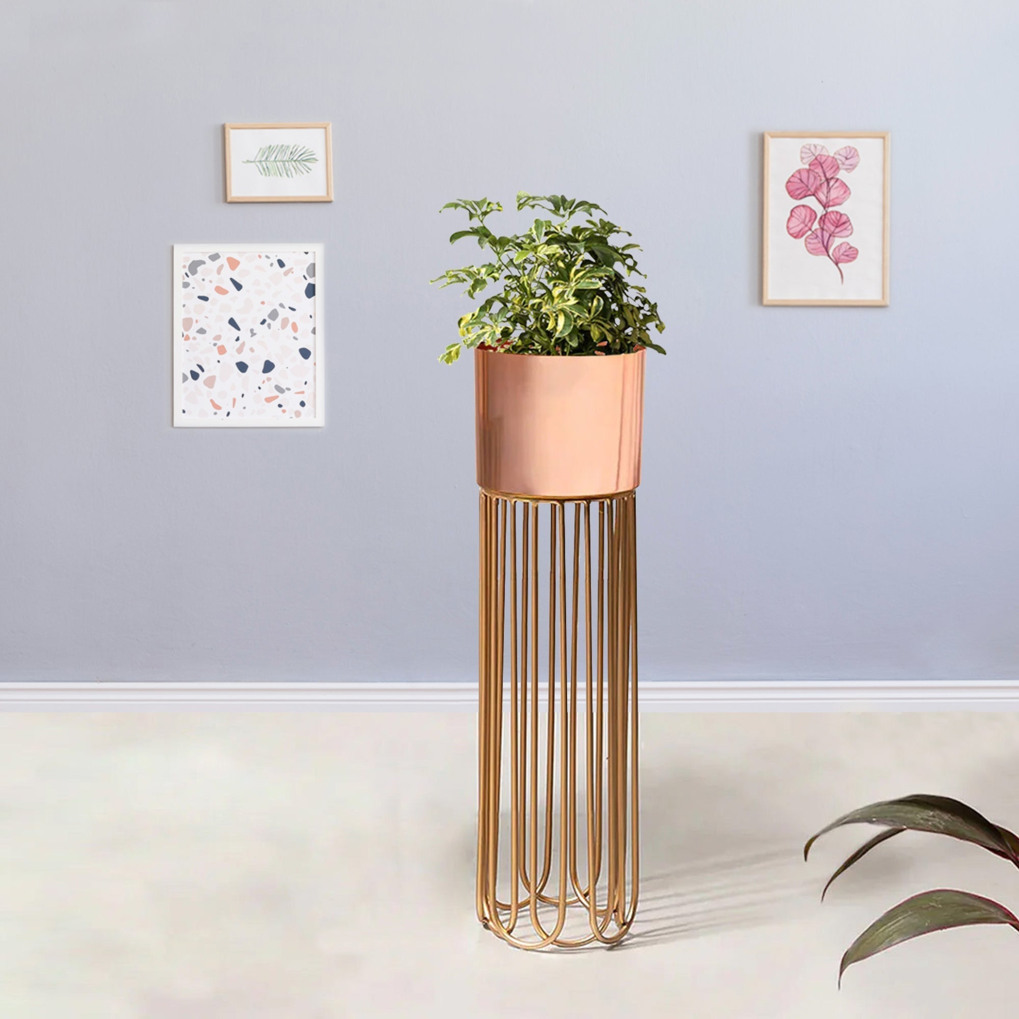 Artisan Arboretum Gold Stand & Rose Gold Pot - Medium Size Planter