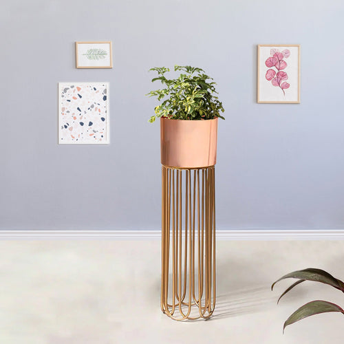 Artisan Arboretum Gold Stand & Rose Gold Pot - Medium Size Planter