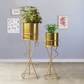On Trend Abstract Golden Finish Planters Set of 2