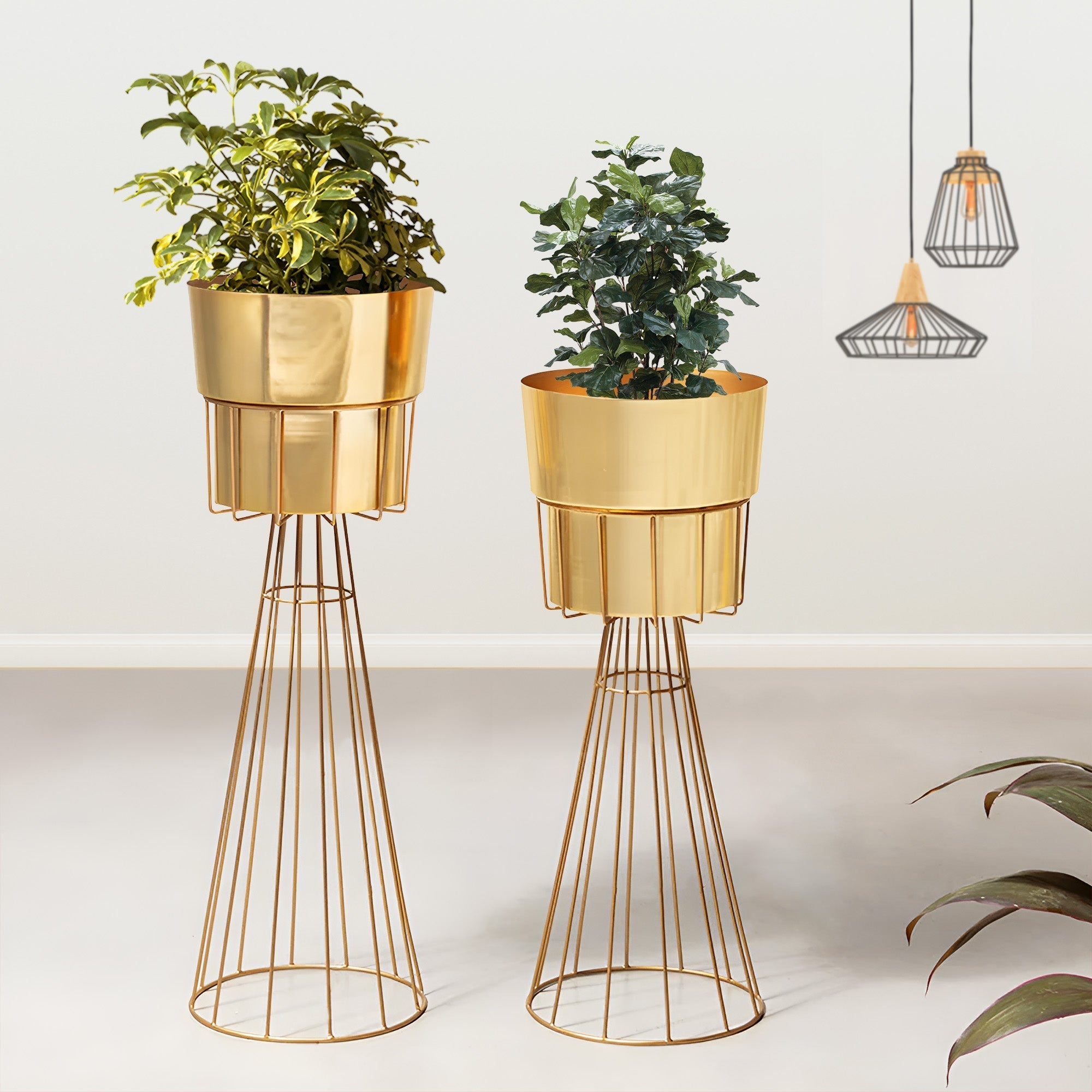 Avant Garden Golden Finish Planters Set of 2