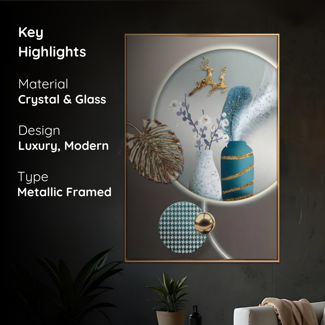 Celestial Vessels – Sculpted in Gold and Teal Crystal Glass Painting