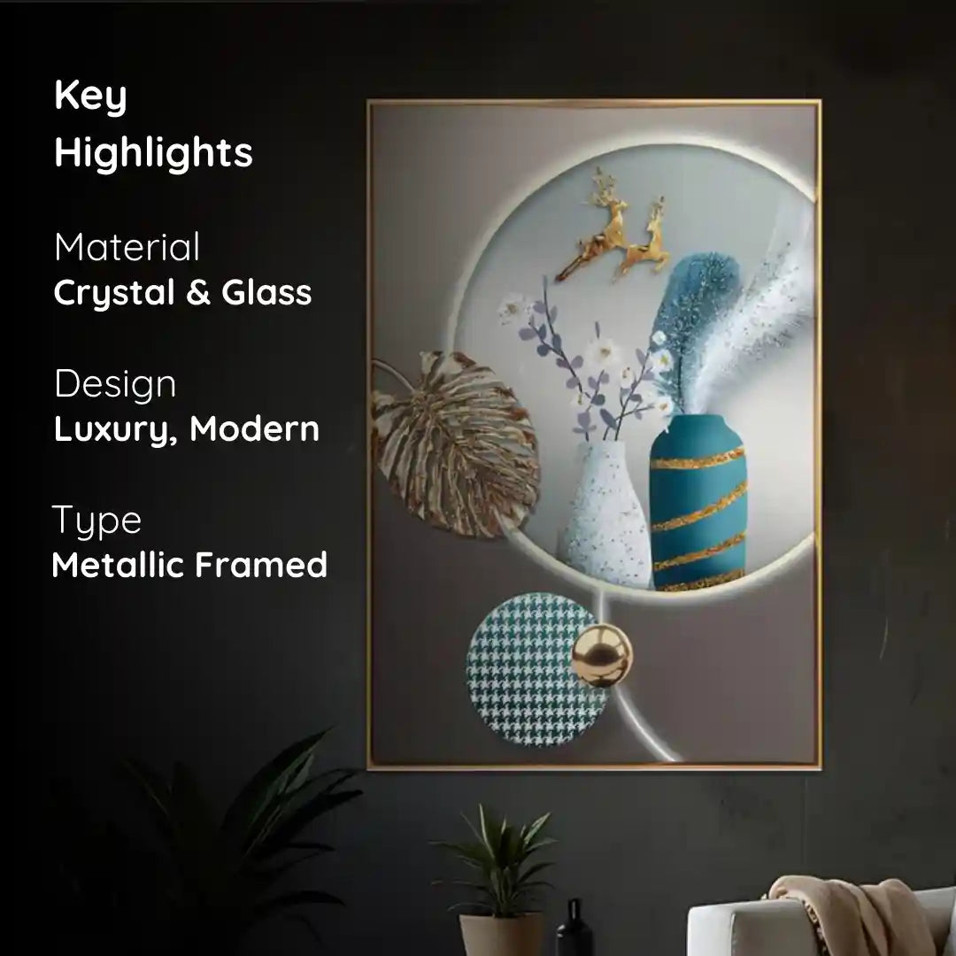 Nature's Beauty Framed Crystal Glass Painting