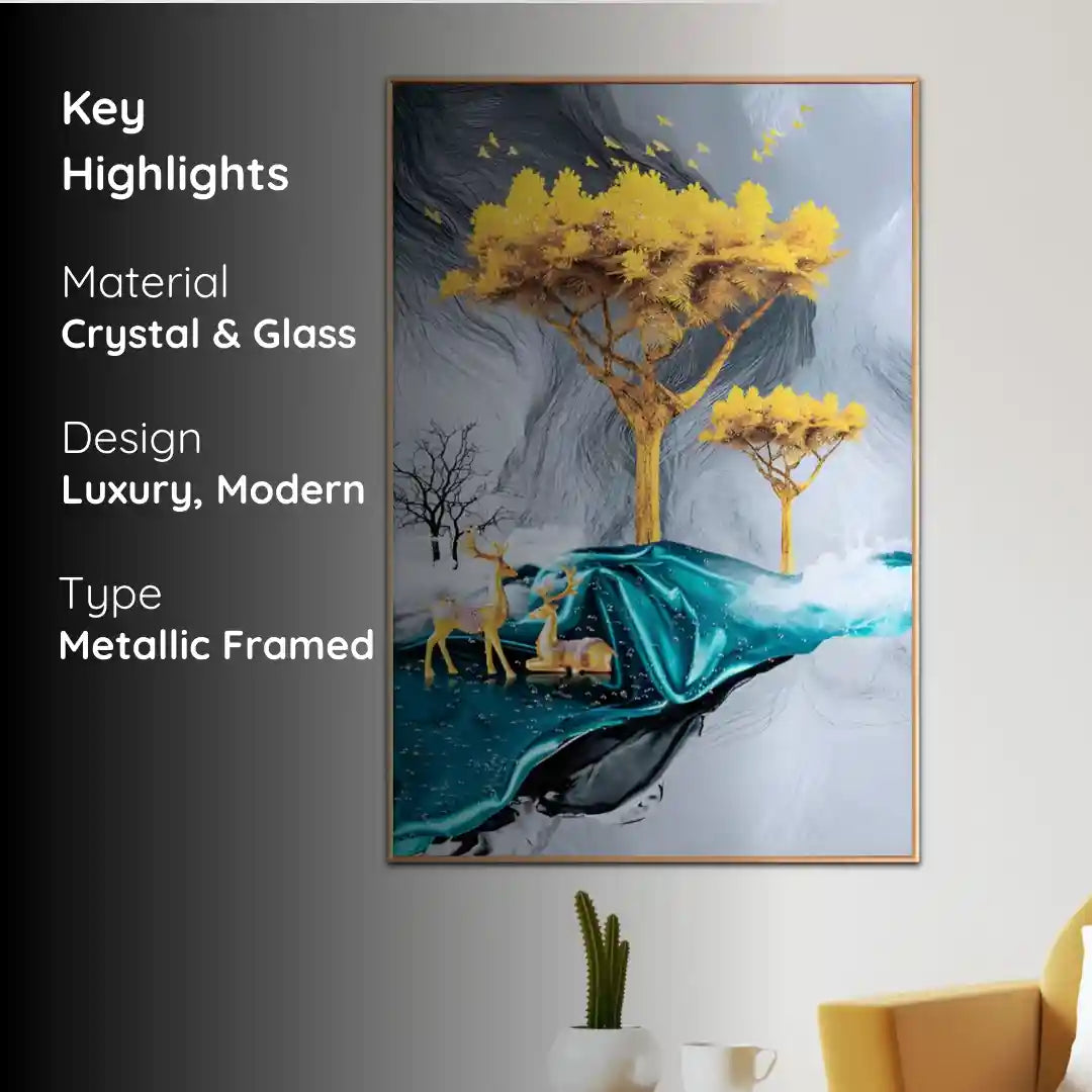 The Paradise on Earth Framed Crystal Glass Painting
