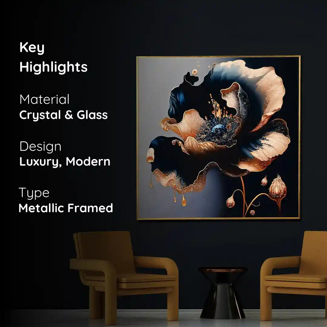 Gloriosa Pearl Framed Crystal Glass Painting