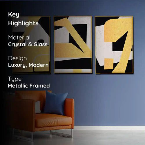 Abstract Art of Geometric Framed Crytal Glass Painting