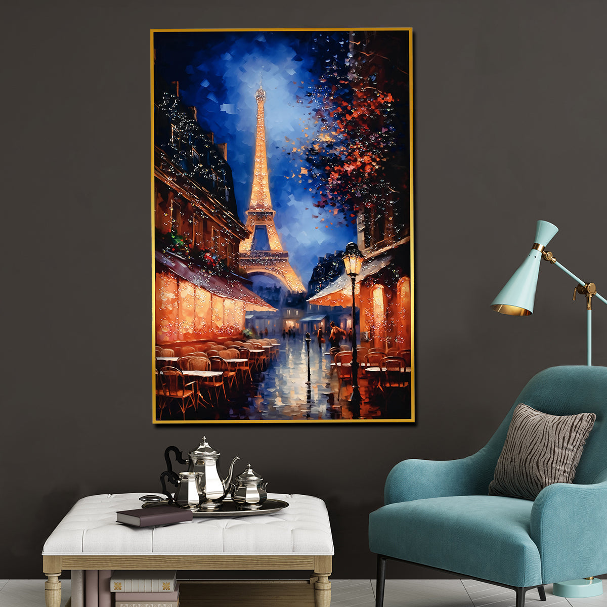 Street of Glorious Paris Framed Crystal Glass Painting