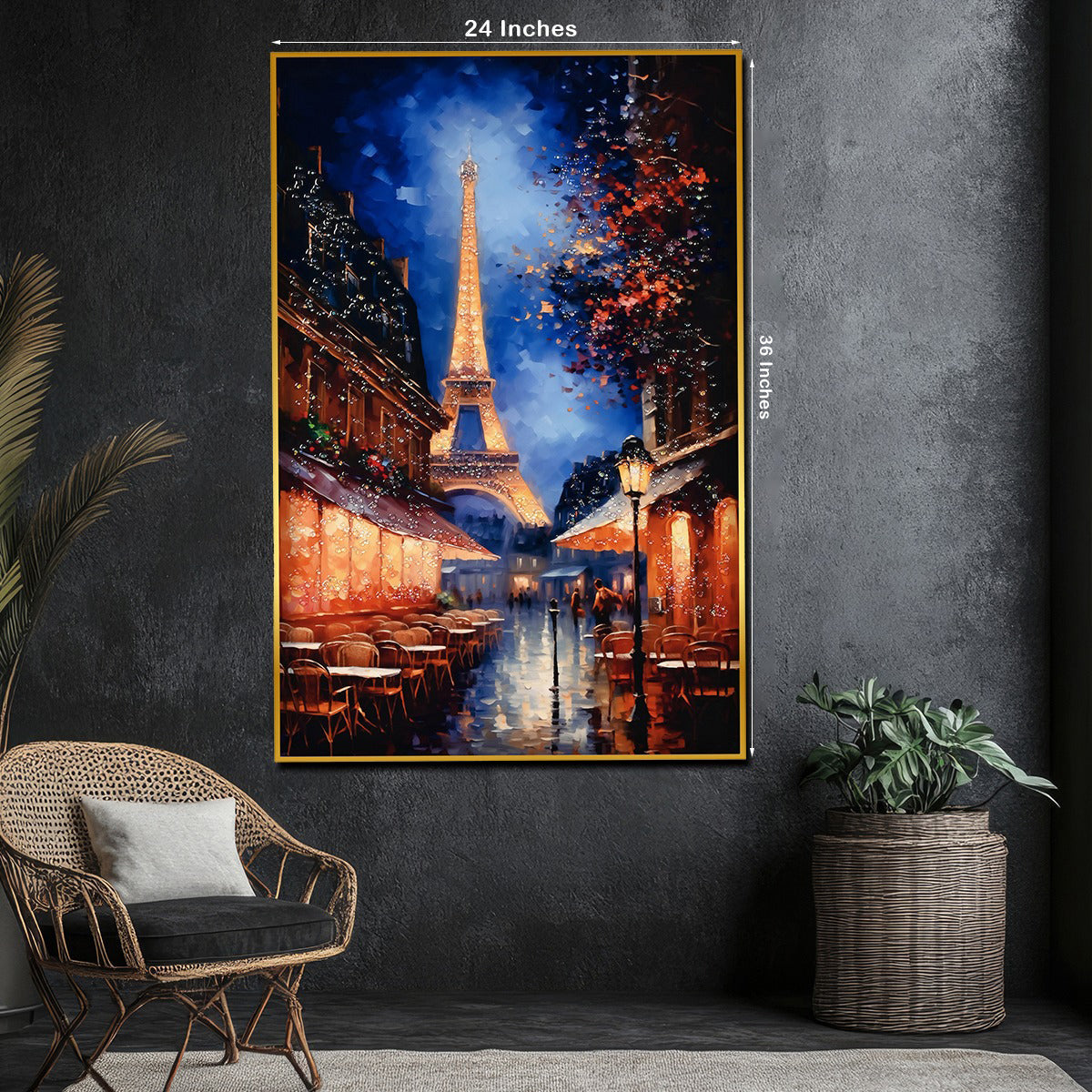 Paris Eiffel Tower Metallic Framed Crystal Glass Painting