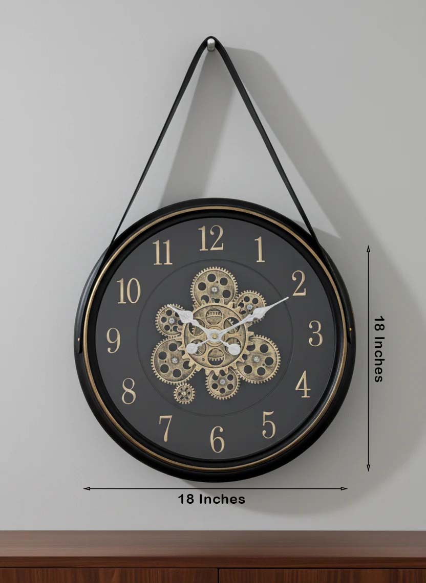 The Vortex Time Luxury Antique Wall clocks for the Home With Moving Gear Mechanism Buy Wall Clock Online - (Leather Belt)