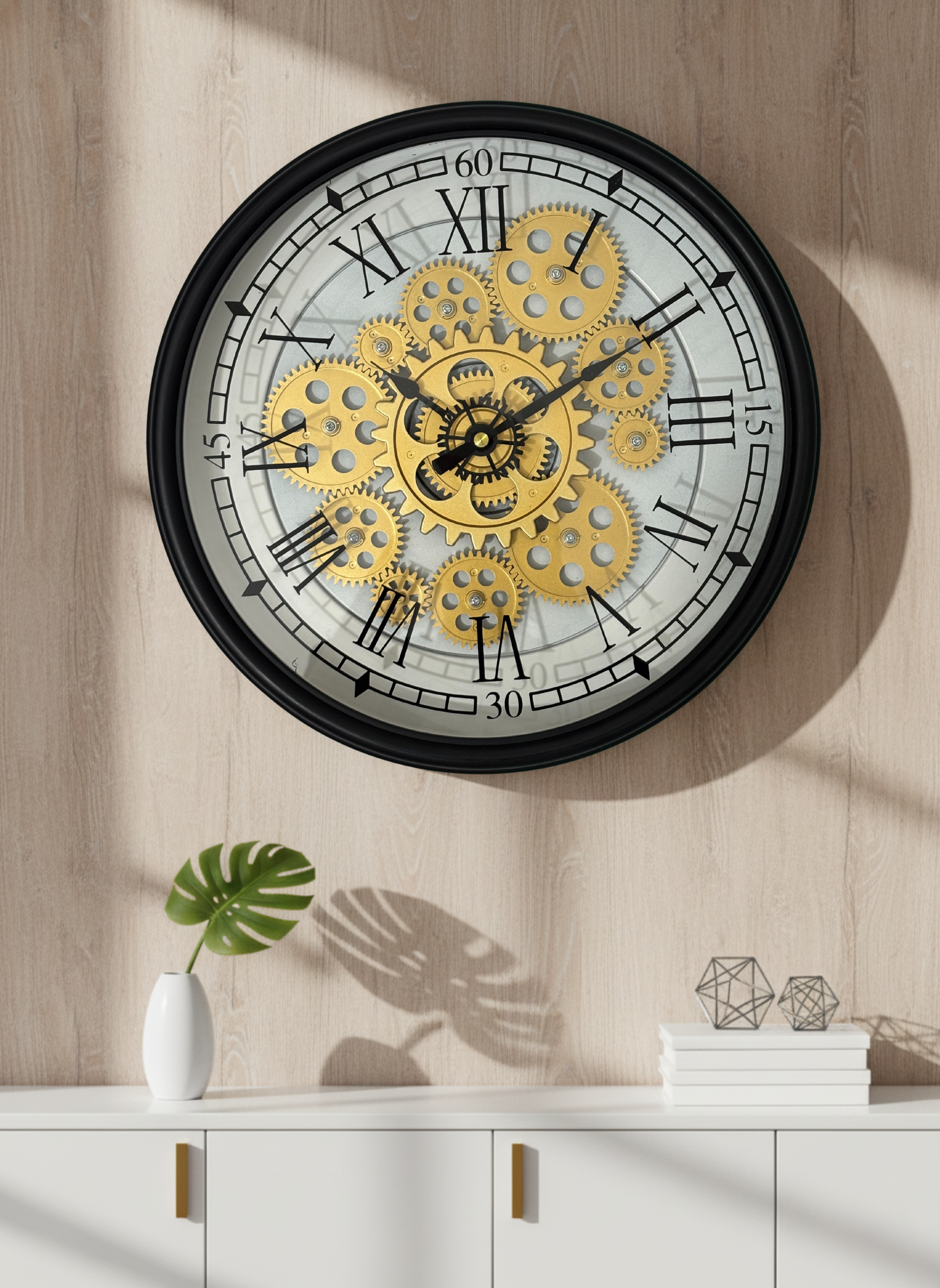 Modern Elite Luxury Designer Wall Clock For Living Room With Moving Gear Mechanism Buy Wall Clock Online