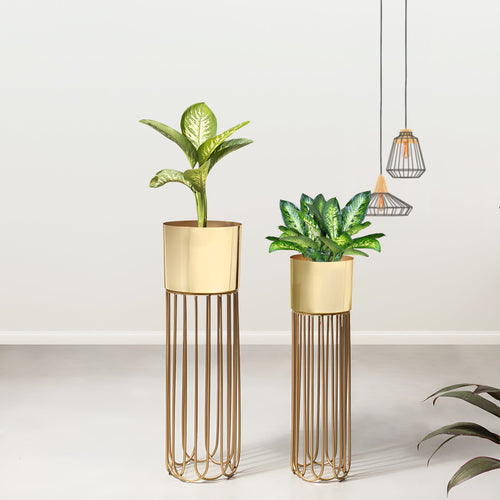 Artisan Arboretum Golden Finish Planters Set of 2