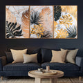 Botanical Leaves Framed Crystal Glass Painting Set of 3