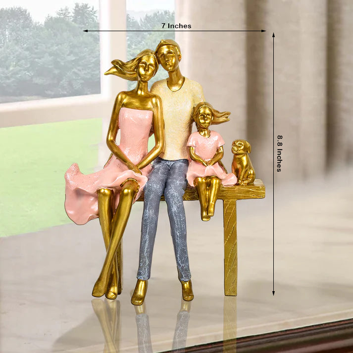 Golden Beloved Family Human Figurines Table Decorative Showpiece