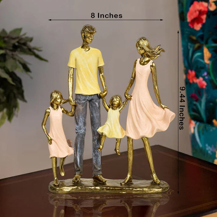 Golden Beloved Family Statue for Table Decoration Showpiece
