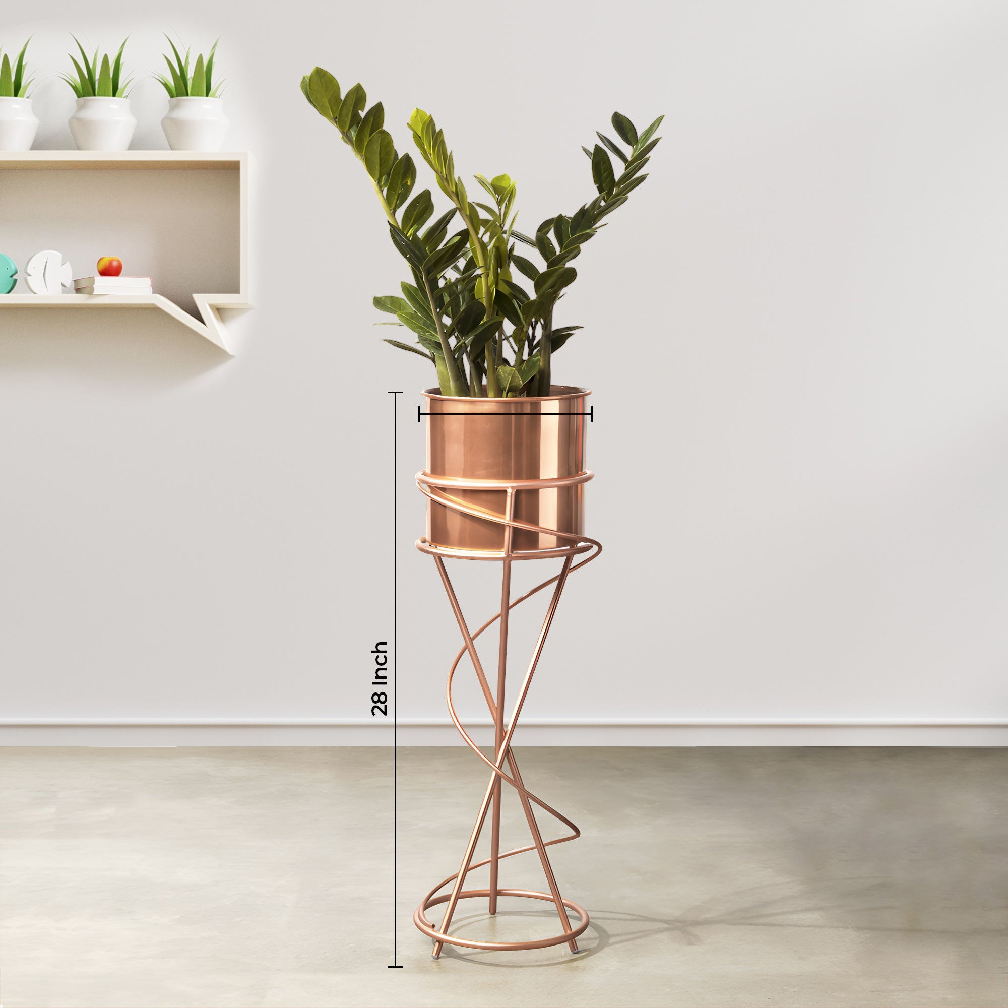 On Trend Abstract Ross Gold Stand & Ross Gold Finish Pot - Medium Size Planter