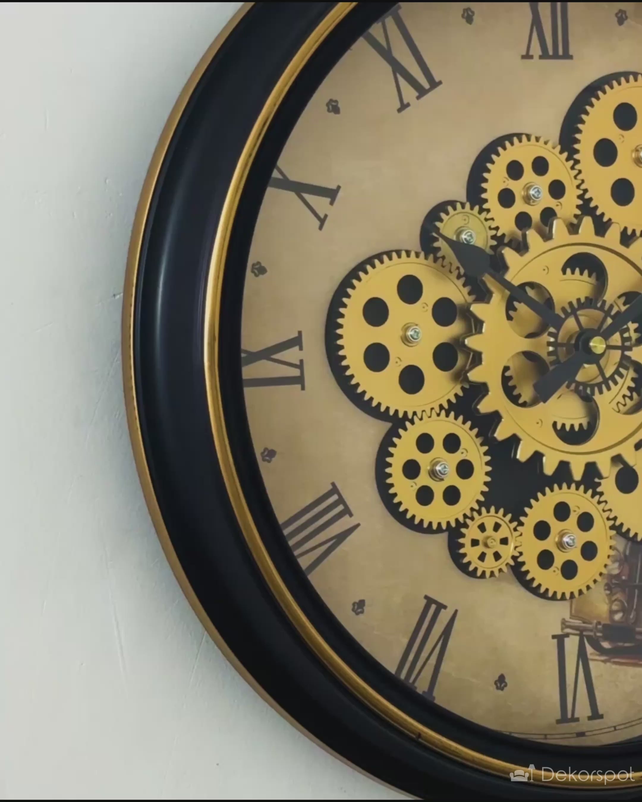 The Vintage Wheels Luxury Designer Wall Clock For Living Room With Moving Gear Mechanism Buy Wall Clock Online