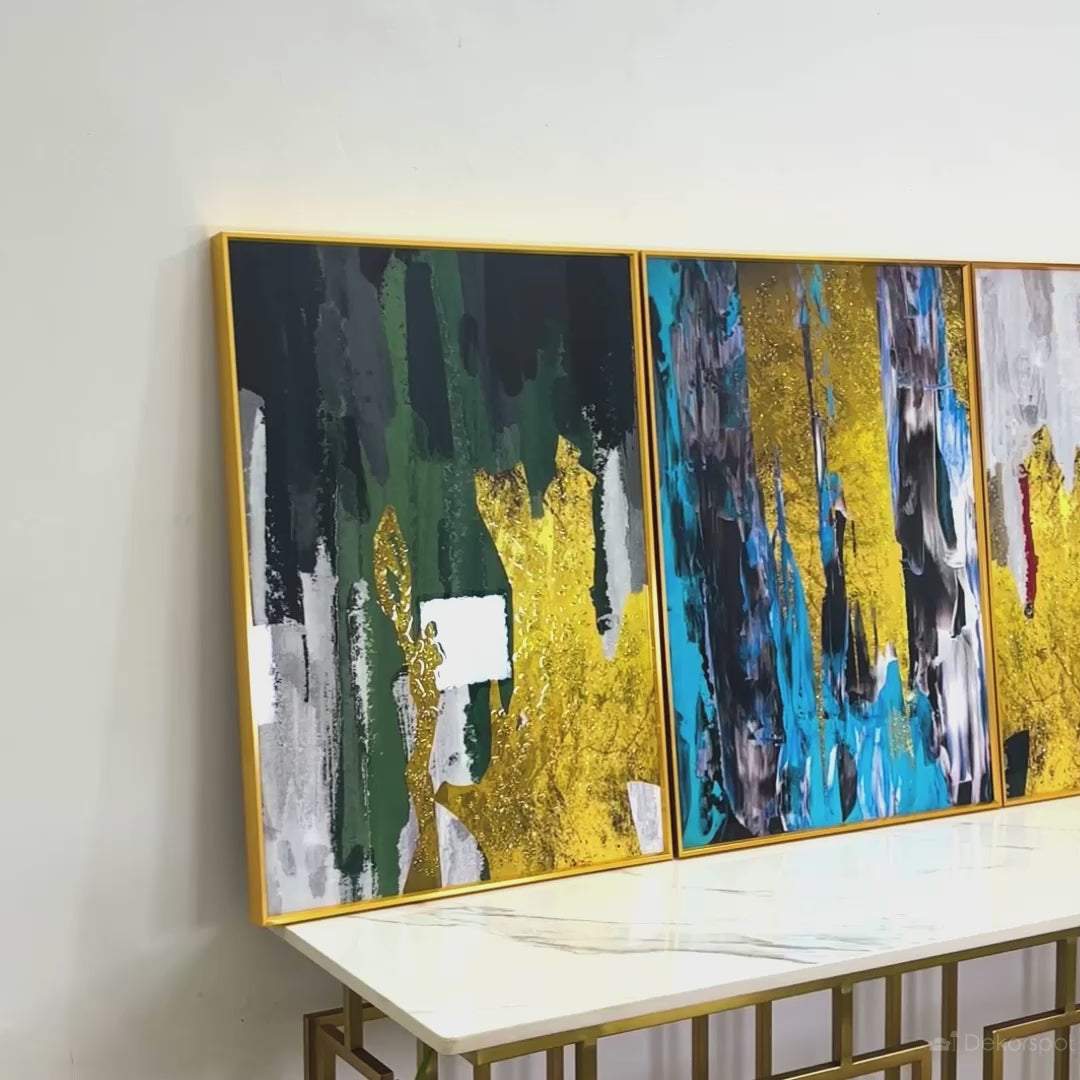 Modern Abstract Expression – 3-Piece Framed Crystal Glass Wall Art Set