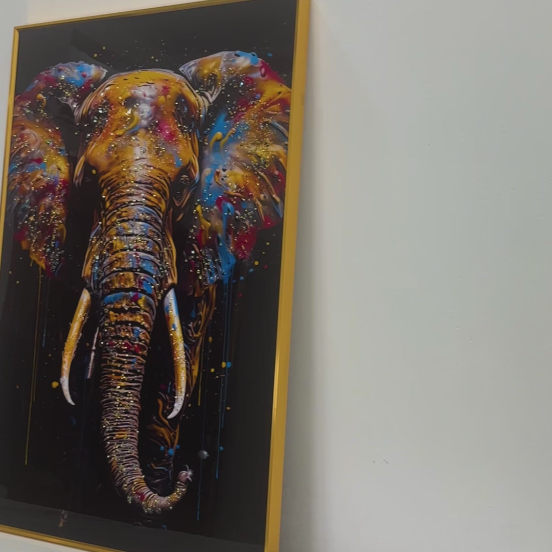 Majestic King Empire Elephant framed Crystal Glass Painting