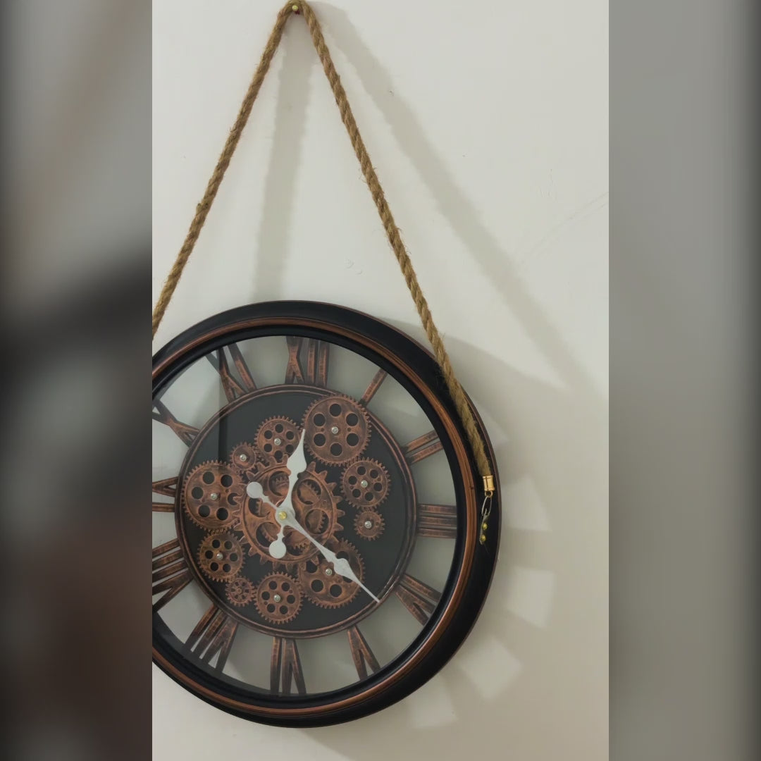 Rustic Hanging Moving Gear Wall Clock