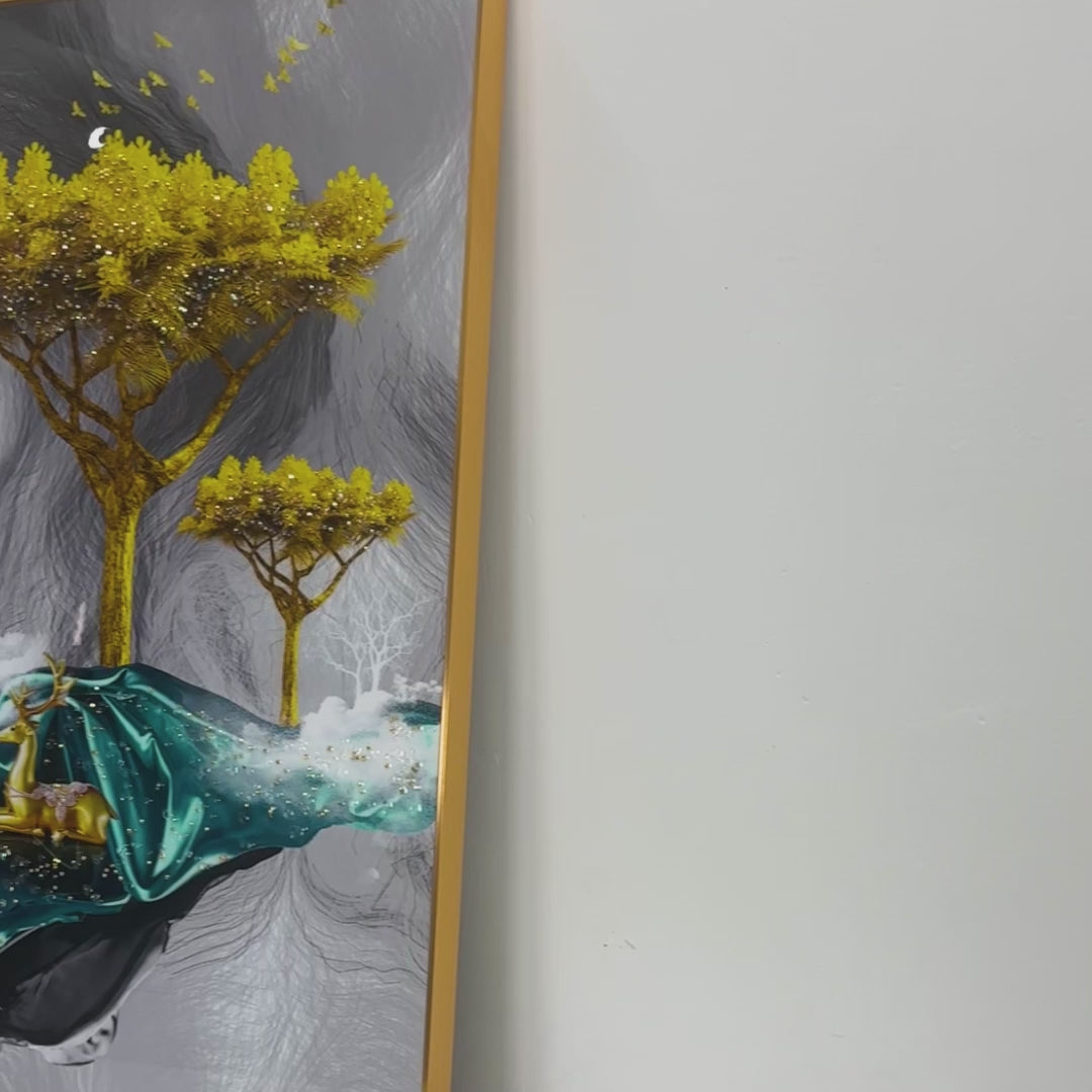 The Paradise on Earth Framed Crystal Glass Painting
