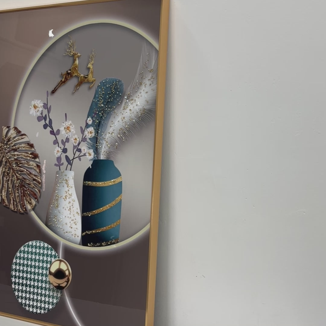 Nature's Beauty Framed Crystal Glass Painting