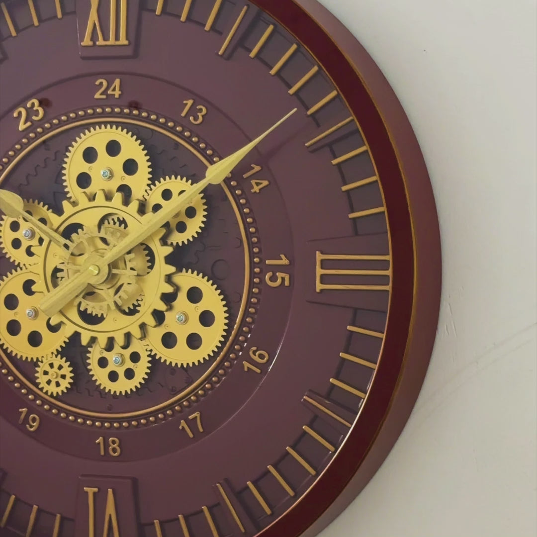 Luxury Roman Numeral Moving Gear Wall Clock