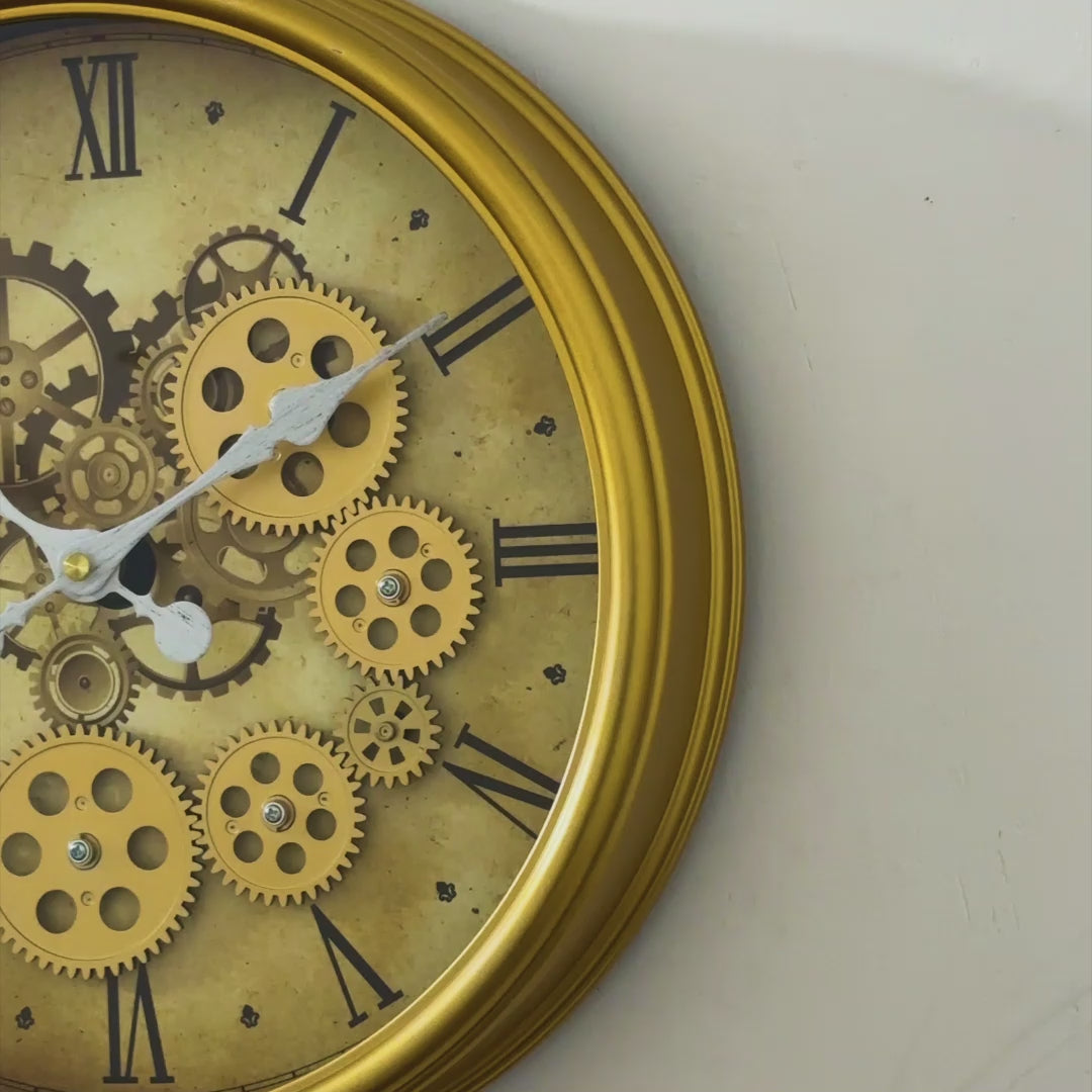 Royal Gold Moving Gear Wall Clock