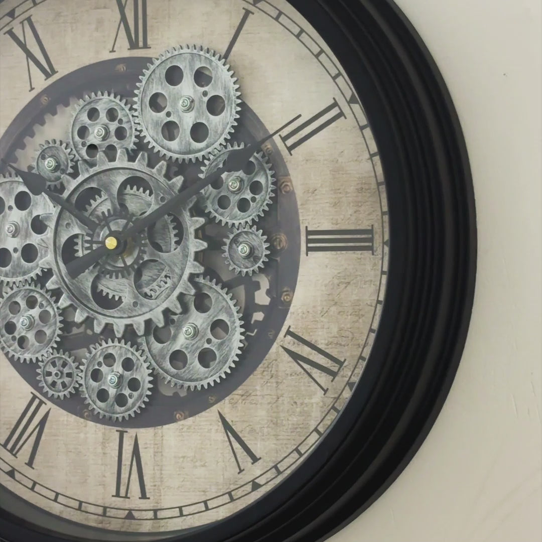 Modern Industrial Moving Gear Wall Clock