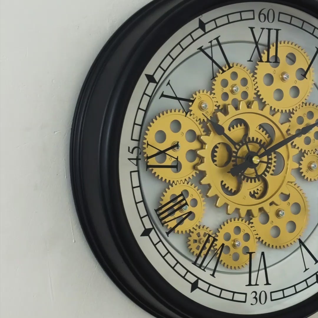 Vintage Rotating Moving Gear Wall Clock