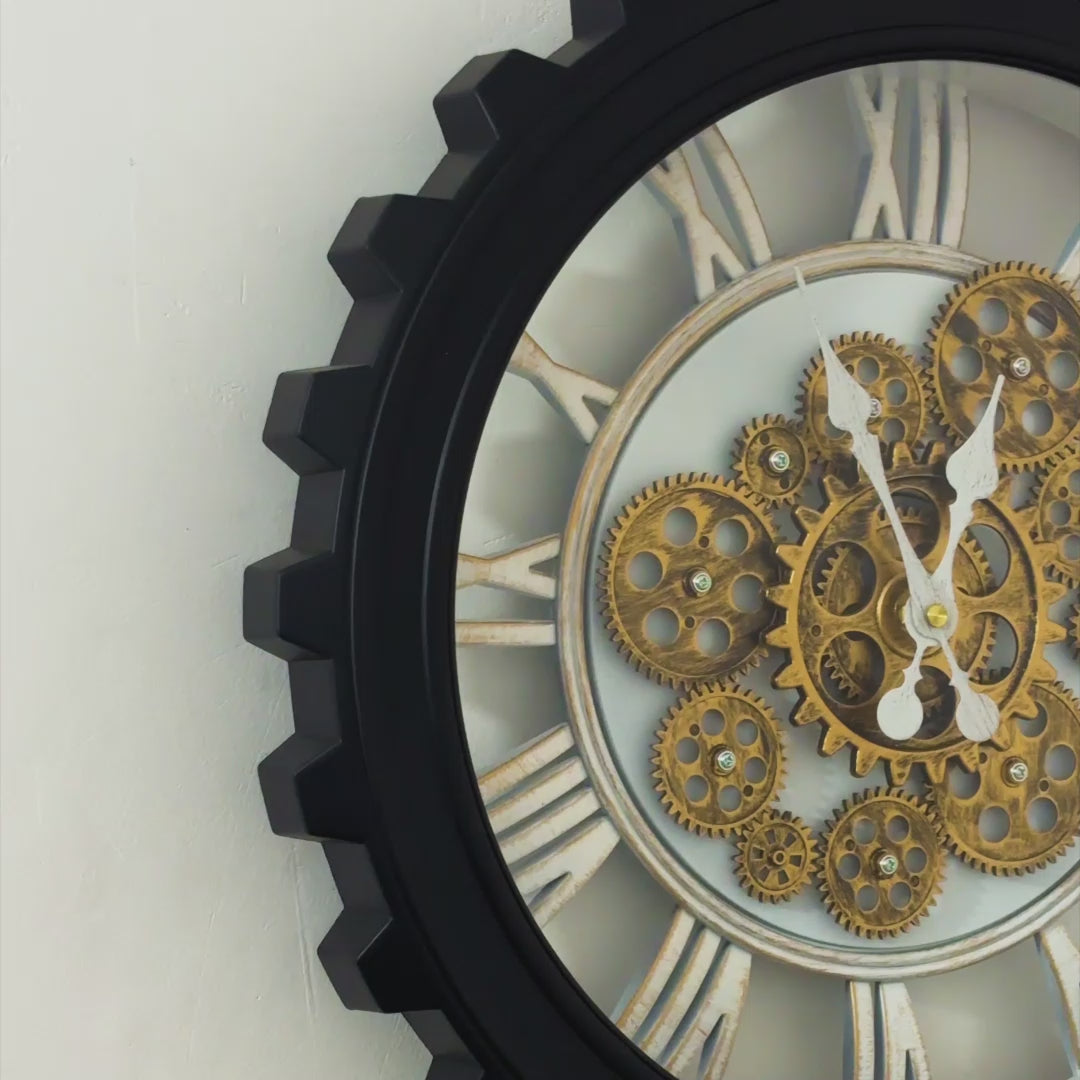 Black Cogwheel Decorative Moving Gear Wall Clock