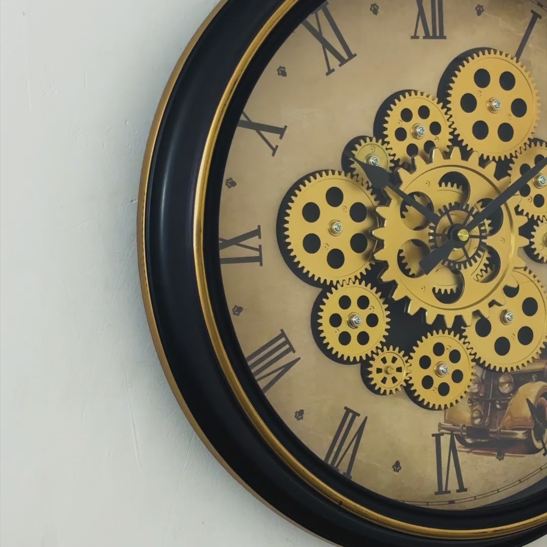 Retro Car Theme Gear Wall Clock