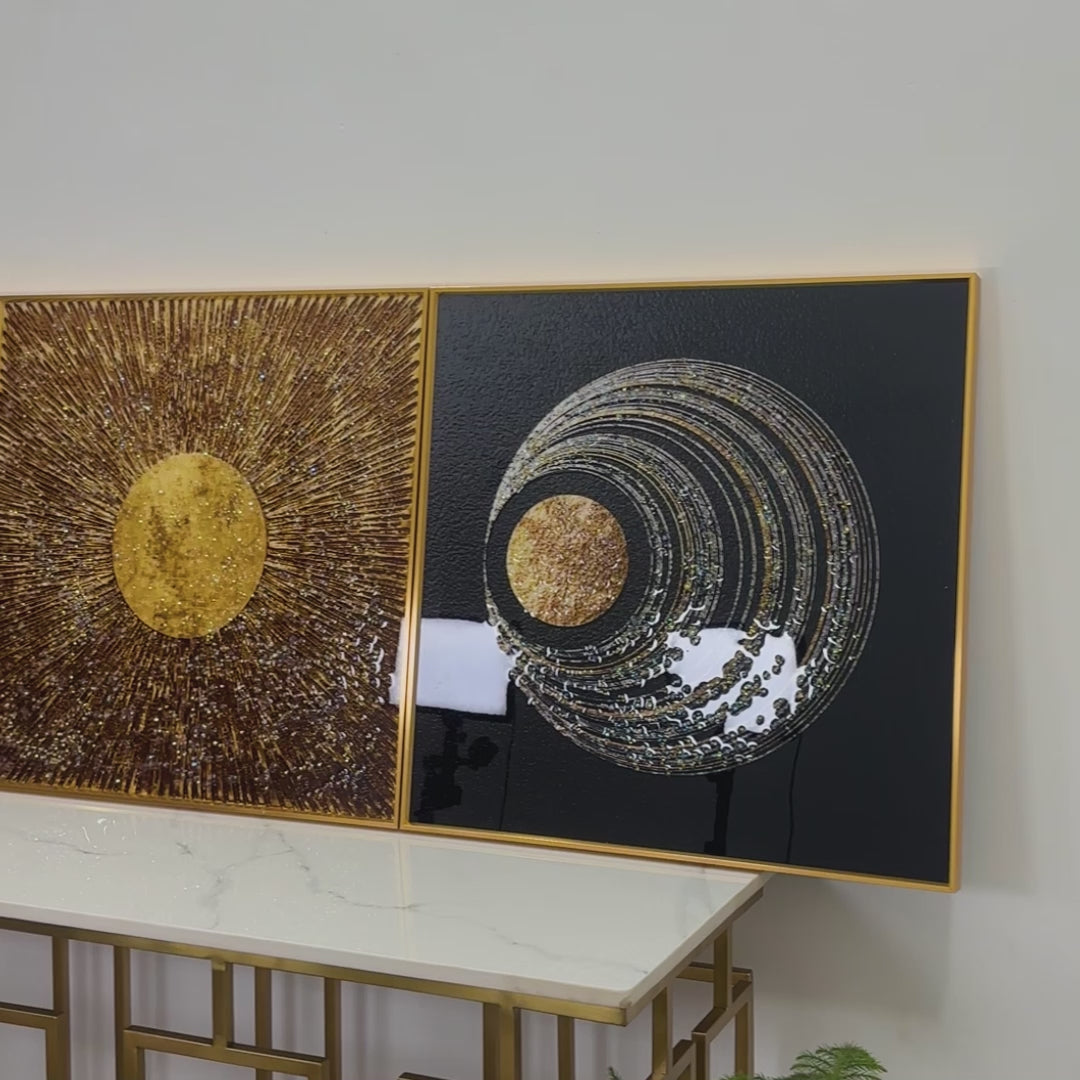 Milky Way Galaxy Pattern Framed Crystal Glass Painting Set of 3