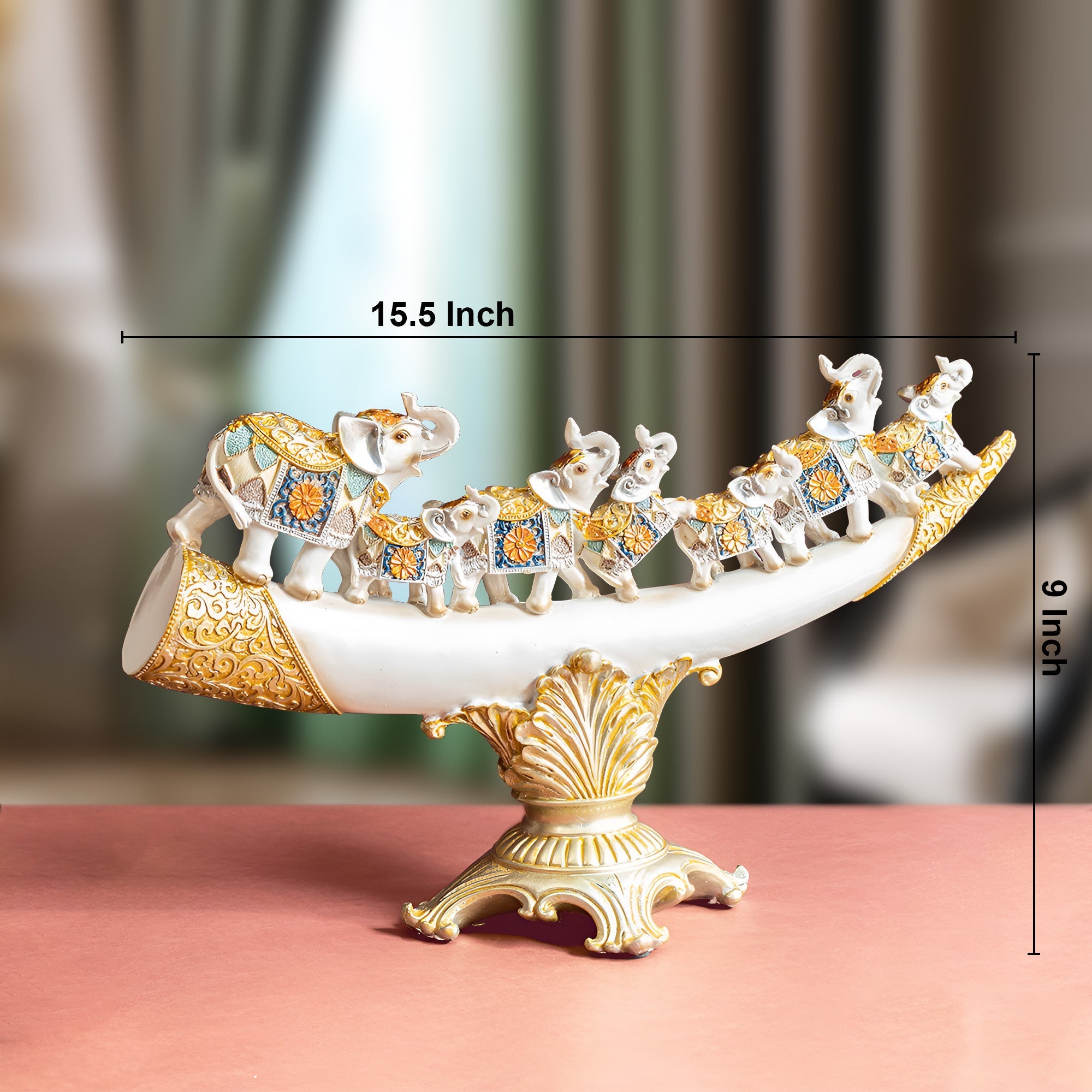 The Asian Royal Elephant Family Table Decoration Showpiece